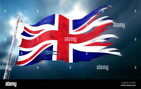 3d Illustration Of A Ripped And Torn Flag Of The United Kingdom In