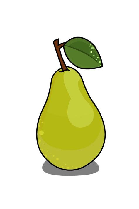 A Green Pear With A Leaf On It