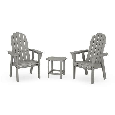 POLYWOOD Vineyard 3 Piece Curveback Upright Adirondack Chair Set