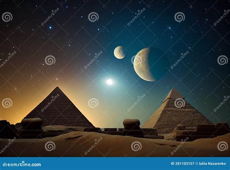 Planets Of The Solar System Over The Pyramids Of Giza Ai Generated