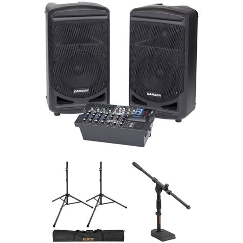 Samson Expedition Xp800 Kit With Two Speaker Stands And Mixer