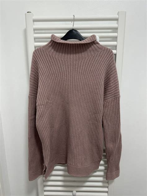 Maison Cinqcent High Neck Jumper Wool Cashmere UK 12 Winter Dusky Pink