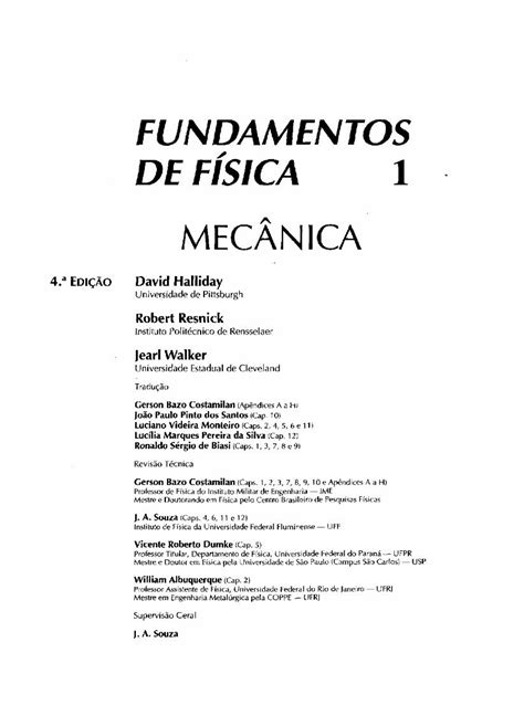 Pdf Fundamentos De Física Volume 1 4ª Edição Halliday And Resnick