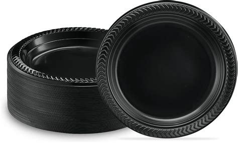 Amazon Ecoquality Disposable Inch Round Black Plastic Plates