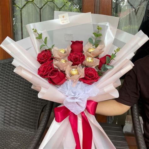 Jual Bouquet Flower Artificial Bucket Bunga Palsu Graduation Ulangtahun