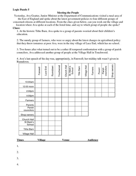 Printable Deduction Puzzle Printable Crossword Puzzles