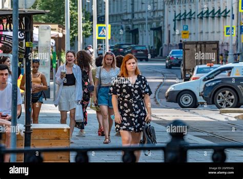 Russia, Moscow. People on city street Stock Photo - Alamy