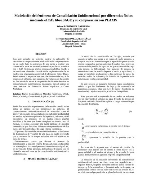 Pdf Modelaci N Del Fen Meno De Consolidaci N Pdf Filela Teor A De