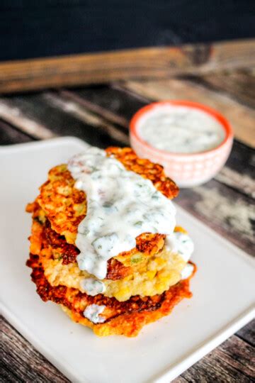 Spicy Corn Fritters With Cilantro Lime Sauce • Domestic Superhero