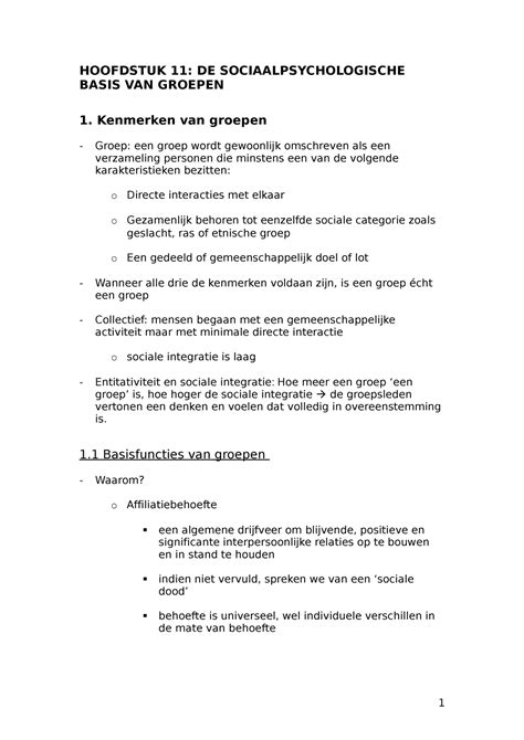 Hoofdstuk 11 Samenvatting Hoofdstuk 11 Sociale Psychologie