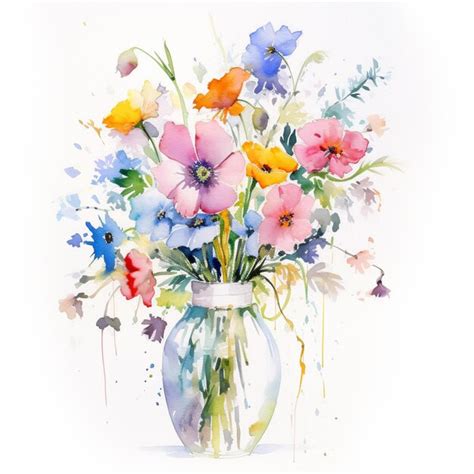 Premium Ai Image There Is A Watercolor Painting Of A Vase With