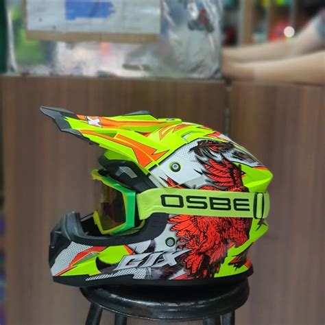 Jual PAKET HELM GIX SUPER CROSS MERPATI YELLOW FLUO FREE KACAMATA OSBE