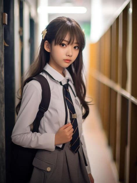 Premium AI Image | a girl with a tie that says " school