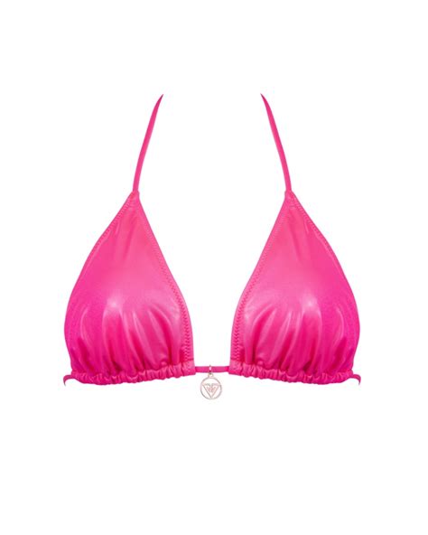 Pink Removable Pads Latex Triangle Bikini Top S Vivien Vance