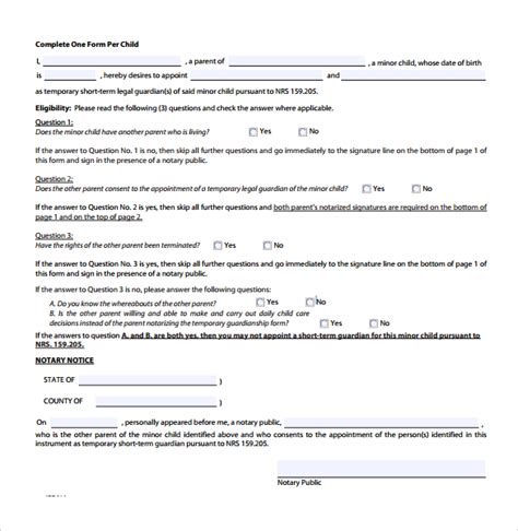 Free 8 Sample Temporary Guardianship Forms In Pdf Ms Word