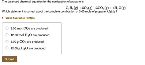 Write A Balanced Equation For The Complete Combustion Of Propane With Oxygen Tessshebaylo