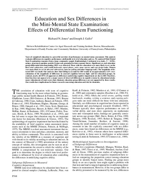 Pdf Education And Sex Differences In The Mini Mental State Examination Effects Of