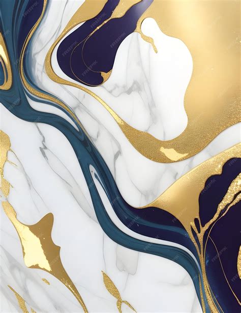 Premium AI Image | Gold and white marble with gold and black swirls