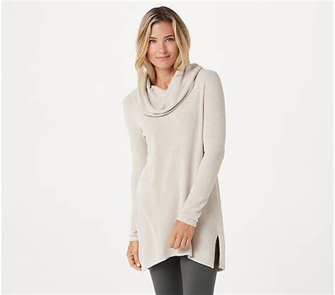 Barefoot Dreams CozyChic Ultra Lite Cowl Neck Hi Low Tunic QVC