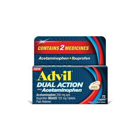 Advil Dual Action Coated Caplets With Acetaminophen 250 Mg Ibuprofen