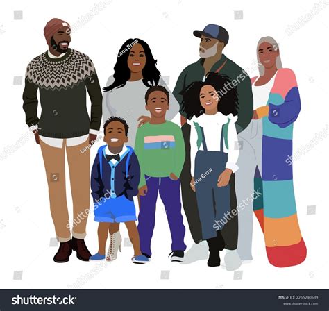 Big Happy Black Family Vector Realistic Stock Vector (Royalty Free ...