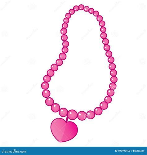 Vector Beaded Necklace with Heart Shape Pendant Stock Vector - Illustration of shape, decoration ...