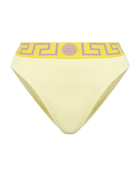 Bas De Bikini Greca Border À Taille Haute Versace en coloris Jaune Lyst