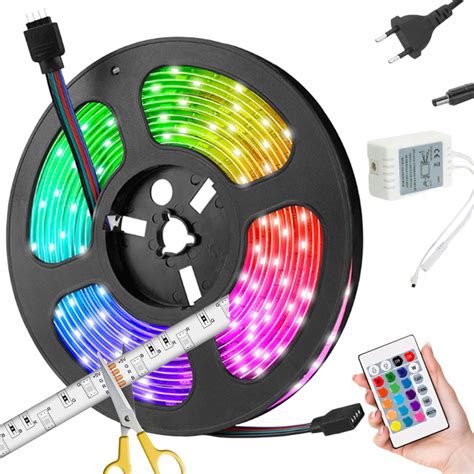 Taśma LED SMD 5050 RGB Zestaw Pilot 5m wodoodporna 5906067230457