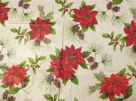 Christmas Holiday Poinsettia Pine Cone Vinyl Flannel Party Kitchen