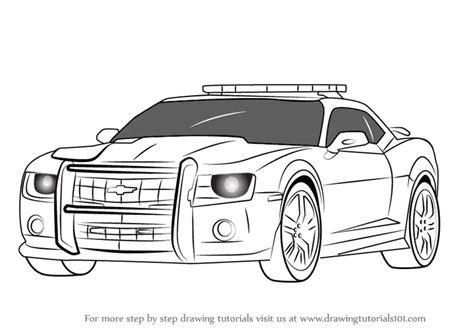 How to Draw Chevrolet Camaro Cop Car (Police) Step by Step ...