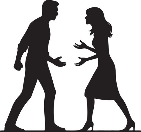 Minimal Angry Husband And Wife Couple Quarreling Black Color Vector