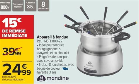 Promo Mandine appareil à fondue chez Carrefour