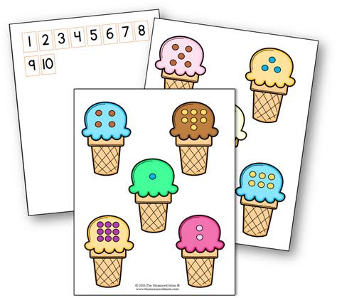 Free File Folder Game For Preschoolers Ice Cream Count And Match 1 10