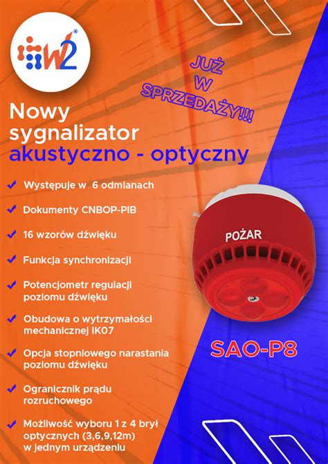 Sygnalizator akustyczno optyczny z zespołem diod SAO P8 CC W2 Sklep