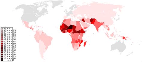 ملفworld Map Of Countries By Literacy Ratesvg المعرفة