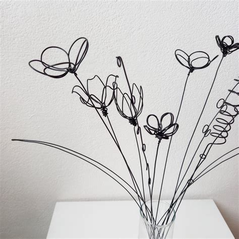 Bouquet Wire Art Flowers Lovely Home Decor Living Room - Etsy