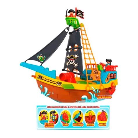 Barco Brinquedo Infantil - Brinquedo Infantil Barco Pirata Navio Aventura Divertida Maral ...