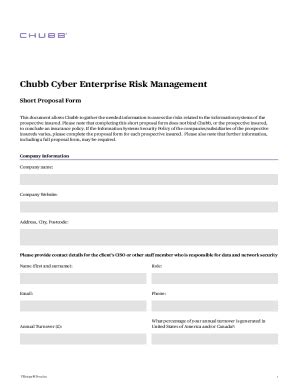 Fillable Online Chubb Cyber Enterprise Risk Management Fax Email Print