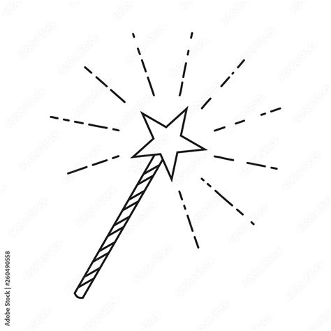 Line art black and white star magic wand Stock Vector | Adobe Stock