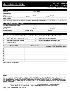 Fillable Online Street Stall Application Noosa Council Fax Email