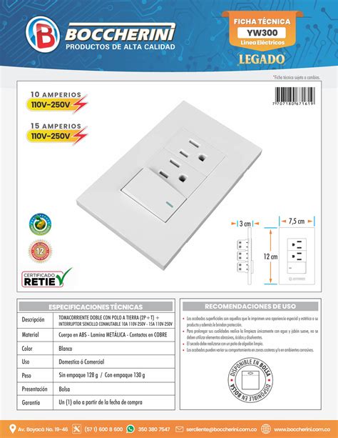 Tomacorriente Doble Con Polo A Tierra P T Interruptor Sencillo