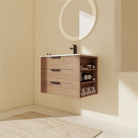 Ivy Bronx Meuble Lavabo Mural Simple Po Avec Plateau En R Sine