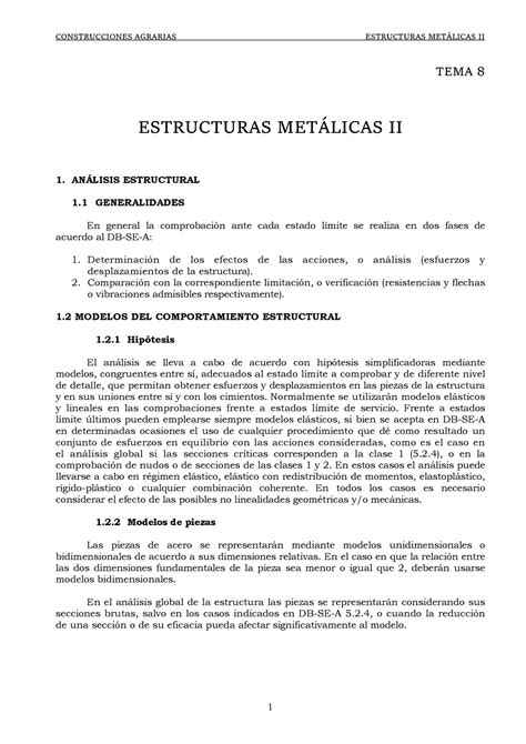 Tema Estructuras Metalicas Ii Construcciones Agrarias Estructuras