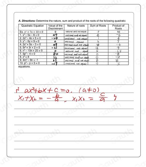 Solved Activity 3 A Directions Determine The Nature Sum And Product