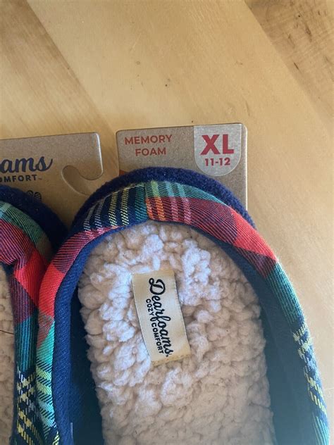 New Dearfoams Memory Foam Mama Bear Plaid Slippers Womens Size Xl