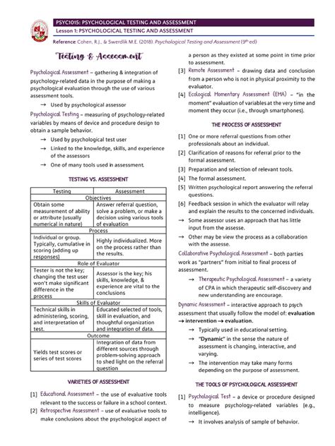 Week 1 Psychological Testing And Assessment Pdf Psychometrics