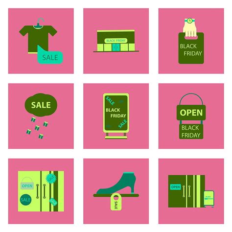 Flat Assembly Icons Of Black Friday Set Vector Ai Eps Uidownload