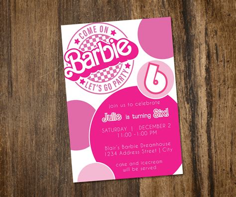 Barbie Theme Birthday Invitation - Etsy