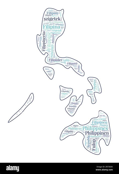 Philippines Shape Filled With Country Name In Many Languages