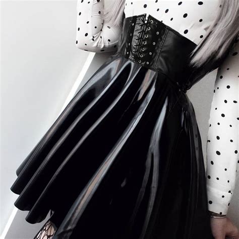 Suchcute Womens Skirts Gothic Harajuku Bandage Faux Leather Korean